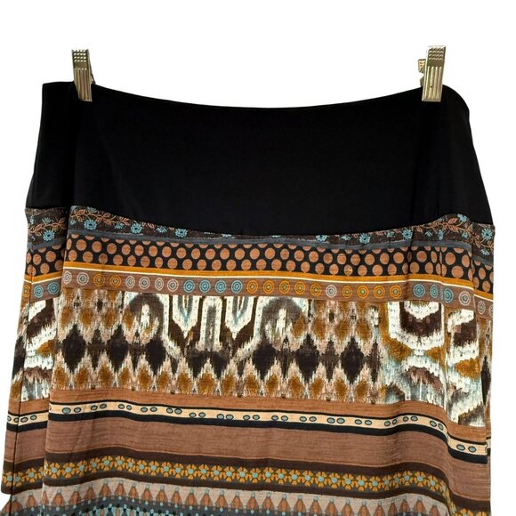 Women with Control Midi Skirt Large Petite Brown Geometric Print Pull On - Picture 7 of 8